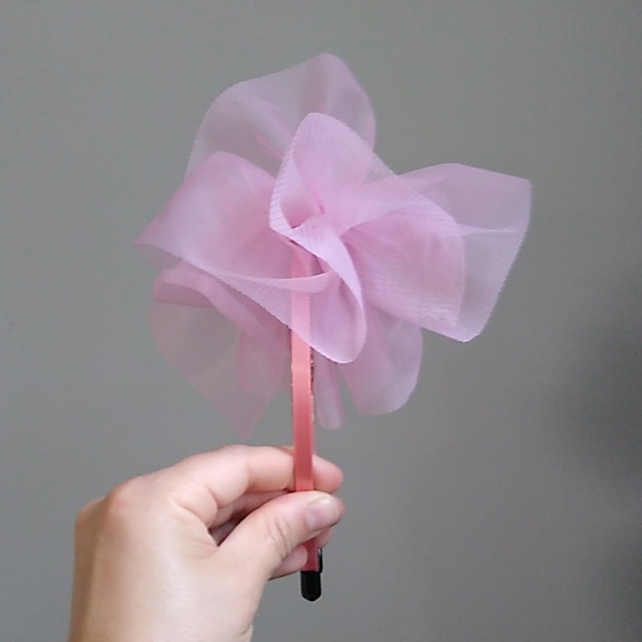 Nwot pink metal tutu bow tulle large avant garde slim thin skinny headband - Picture 16 of 16